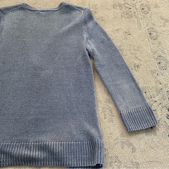Talbots 100% Linen Cardigan Sweater Small Blue Three Quarter Sleeve Lightweight - Picture 7 of 11
